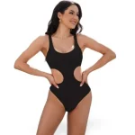 Kisscynest women short sleeve shirt cutout swimsuit with short sleeve coverup shirt (3).