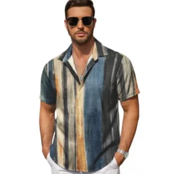 Formal shirt for men featuring a stylish linen short sleeve design, perfect for beach and summer weddings.